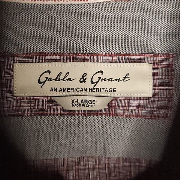 Gable & Grant Grey Red Abstract Check Button Down XL - Picture 4 of 5